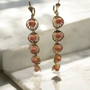 Elegant Gold and Pink Dangle Earrings